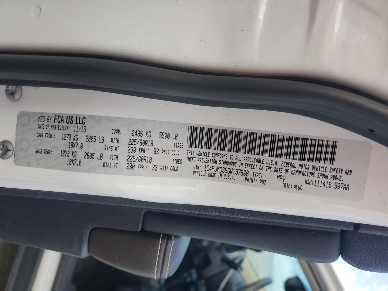 2016 Jeep Cherokee Limited VIN: 1C4PJMDS9GW197868 Lot: 82080725