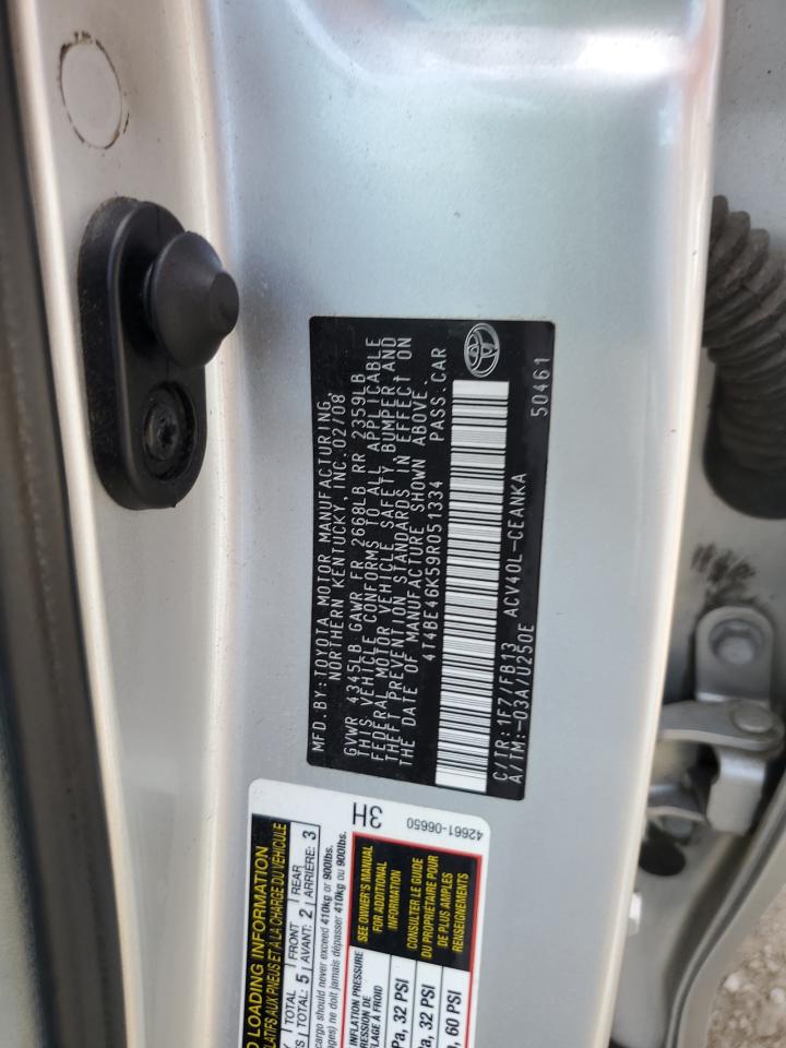 2009 Toyota Camry Base VIN: 4T4BE46K59R051334 Lot: 71435285