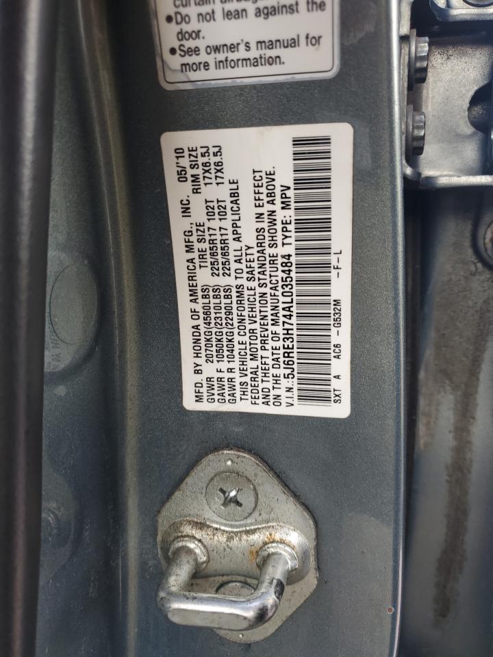 2010 Honda Cr-V Exl VIN: 5J6RE3H74AL035484 Lot: 83781285