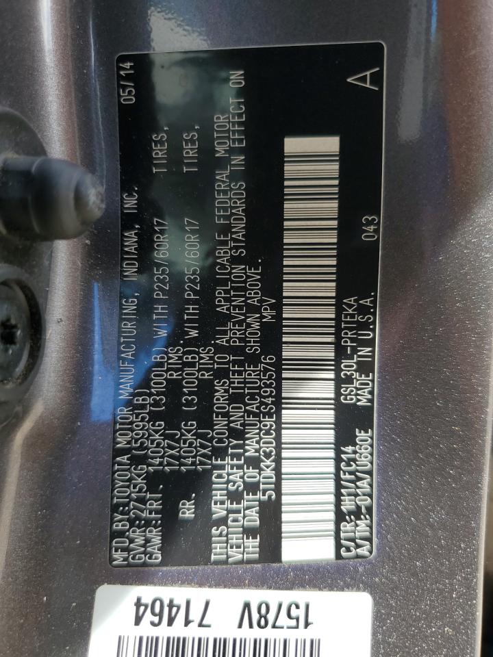 2014 Toyota Sienna Le VIN: 5TDKK3DC9ES493576 Lot: 84475755