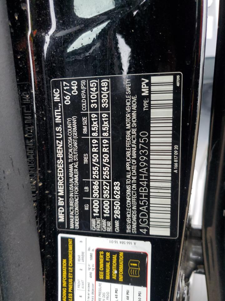 2017 Mercedes-Benz Gle 350 4Matic VIN: 4JGDA5HB4HA993750 Lot: 81097815