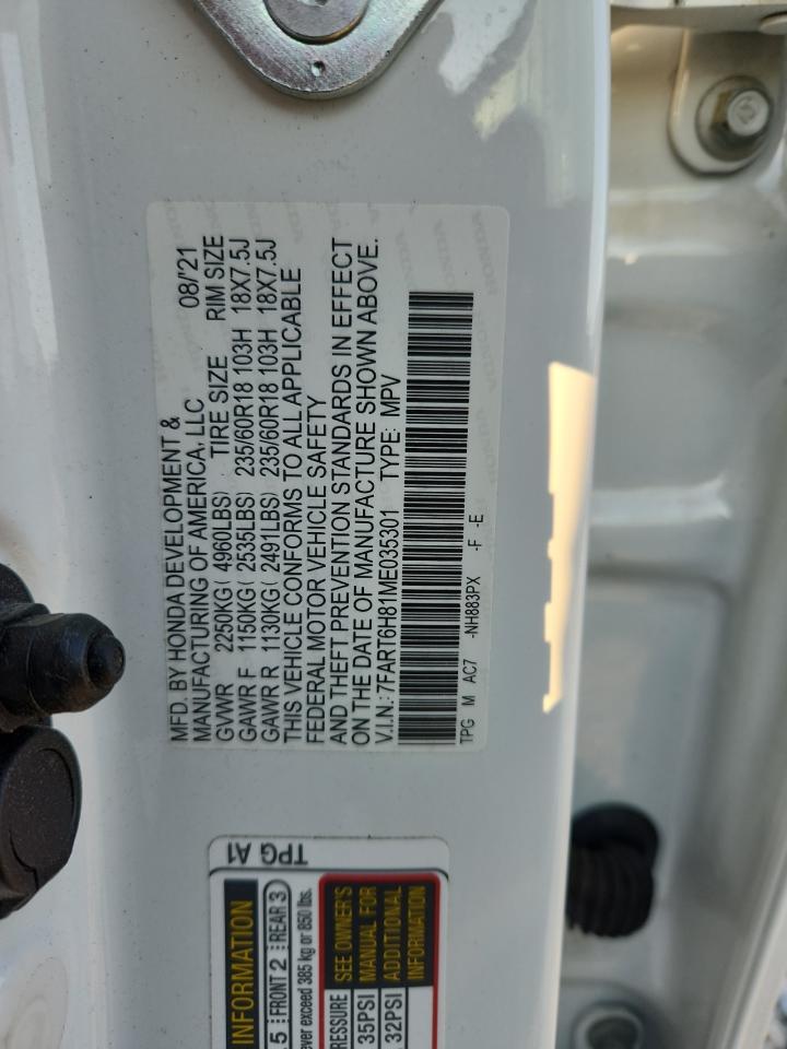 2021 Honda Cr-V Exl VIN: 7FART6H81ME035301 Lot: 80066165