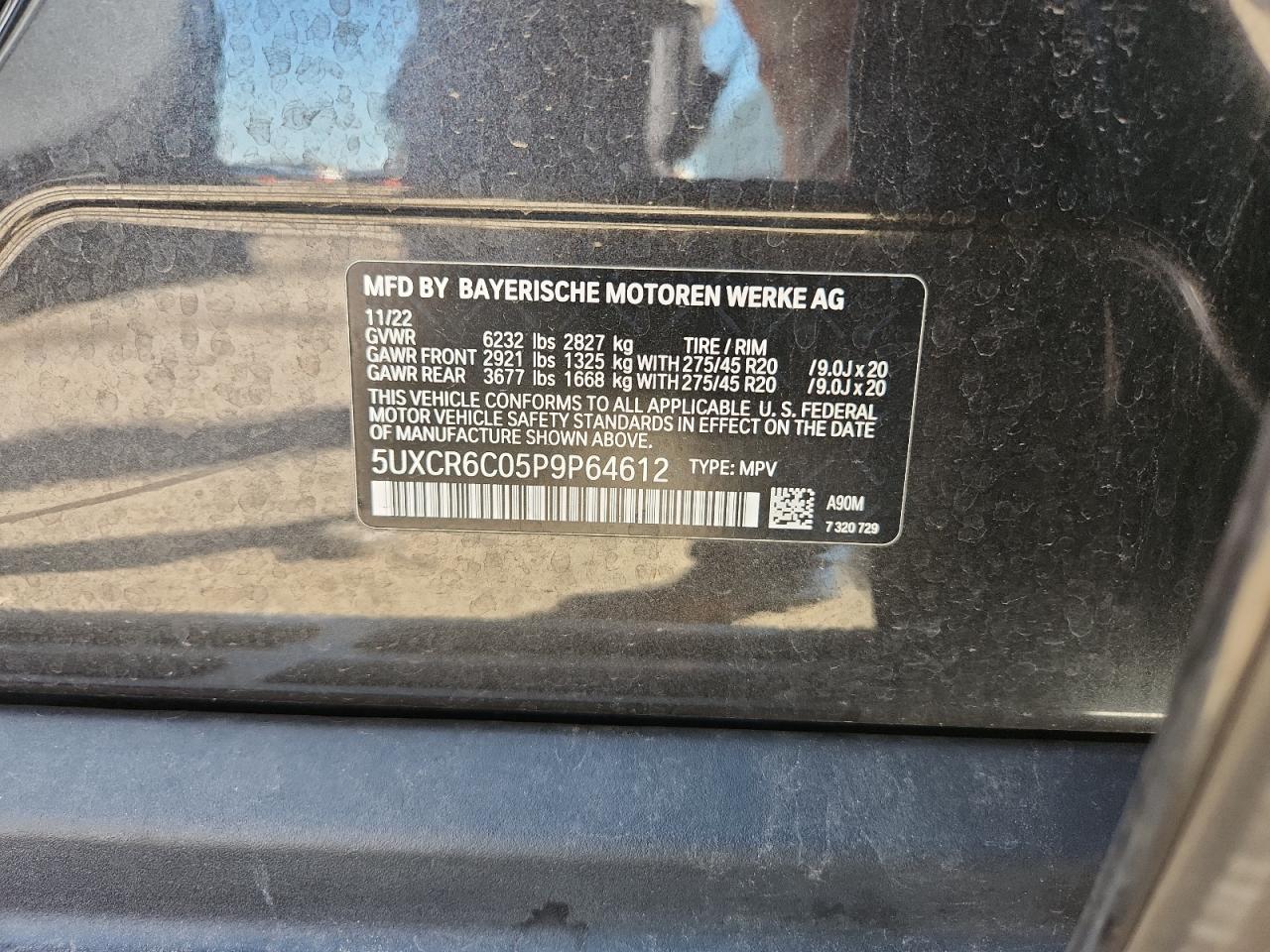 2023 BMW X5 xDrive40I VIN: 5UXCR6C05P9P64612 Lot: 81470845
