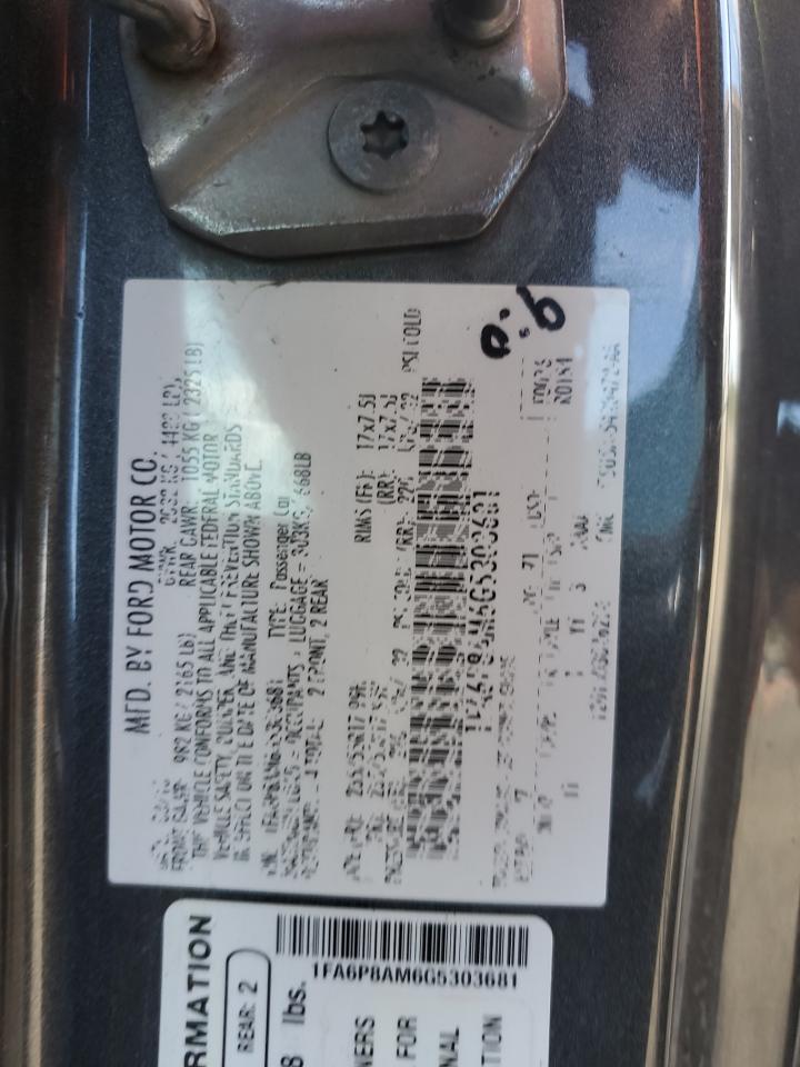 2016 Ford Mustang VIN: 1FA6P8AM6G5303681 Lot: 81256505