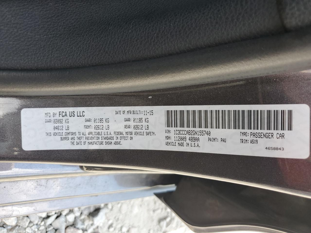 2016 Chrysler 200 Limited VIN: 1C3CCCAB2GN155740 Lot: 71167165