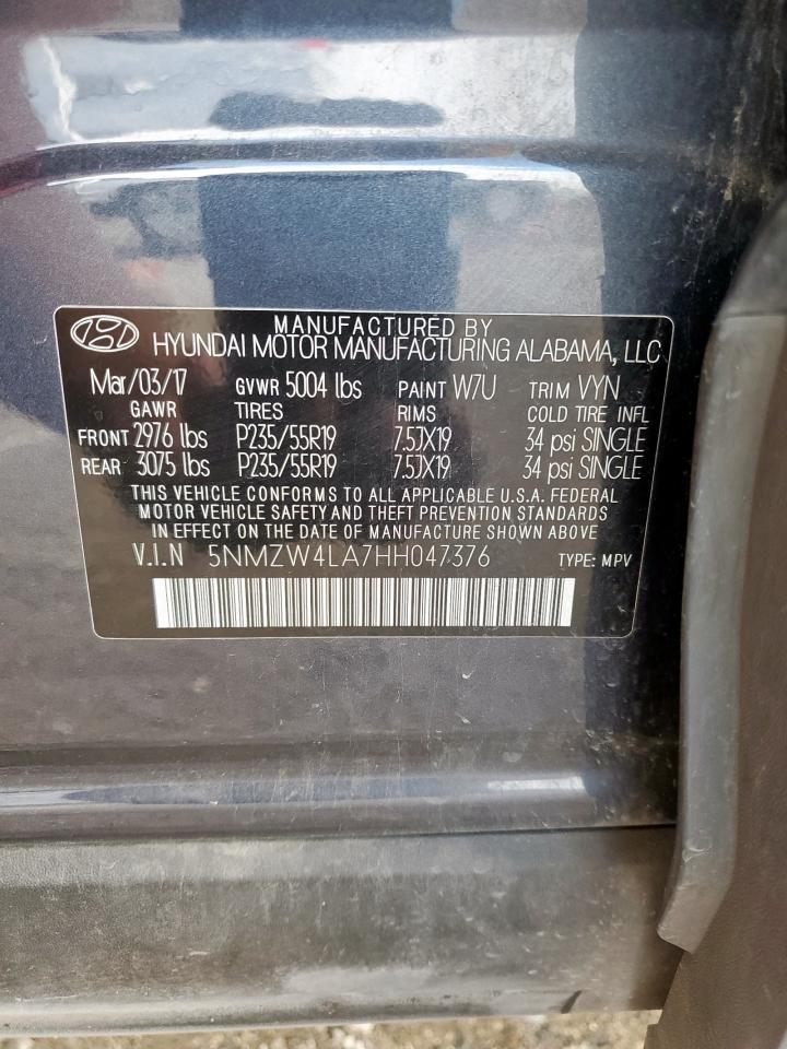 2017 Hyundai Santa Fe Sport VIN: 5NMZW4LA7HH047376 Lot: 81790675