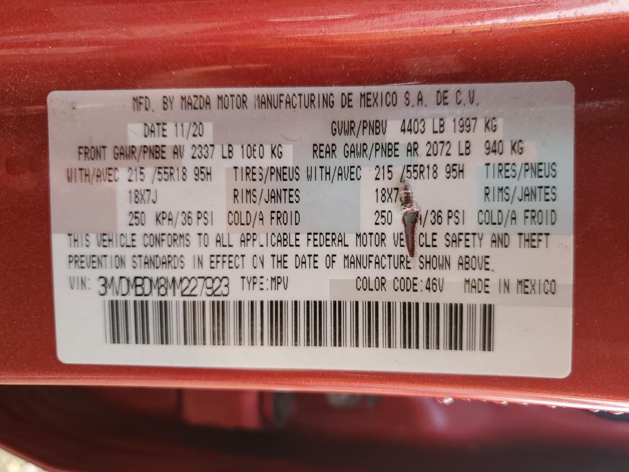 2021 Mazda Cx-30 Premium VIN: 3MVDMBDM8MM227923 Lot: 81597345