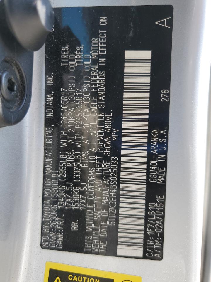 2011 Toyota Highlander Base VIN: 5TDZK3EH4BS025033 Lot: 71559955