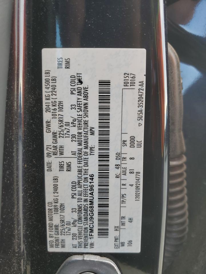 2021 Ford Escape Se VIN: 1FMCU9G68MUA96146 Lot: 71305175