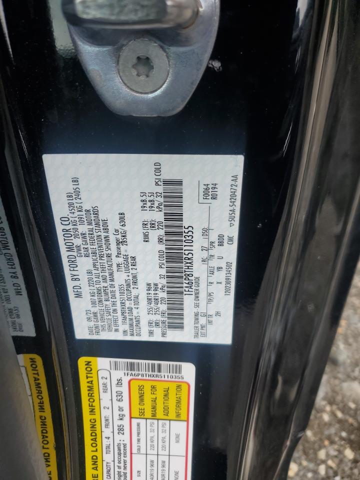 2024 Ford Mustang VIN: 1FA6P8THXR5110355 Lot: 84548665