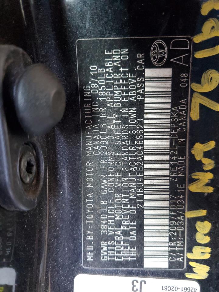 2010 Toyota Corolla Base VIN: 2T1BU4EE2AC465623 Lot: 81949745