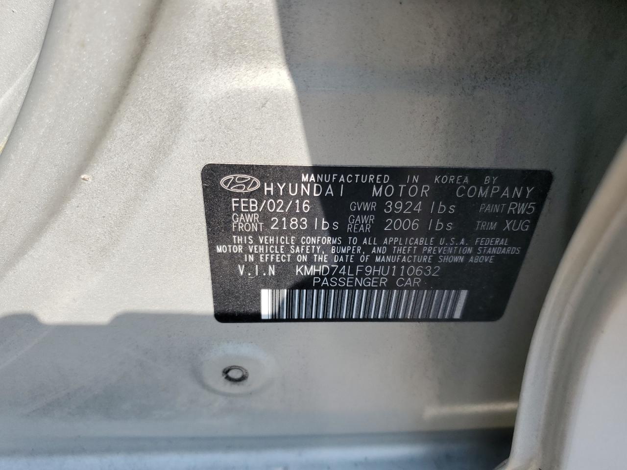 2017 Hyundai Elantra Se VIN: KMHD74LF9HU110632 Lot: 81311235