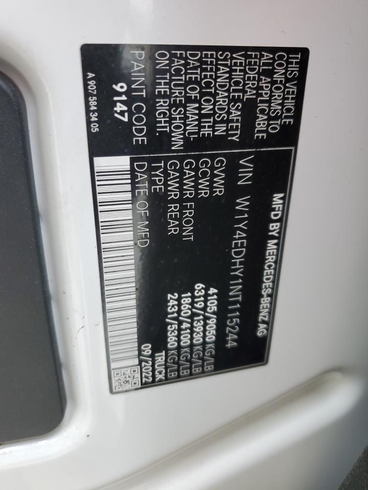 2022 Mercedes-Benz Sprinter 2500 VIN: W1Y4EDHY1NT115244 Lot: 84356665