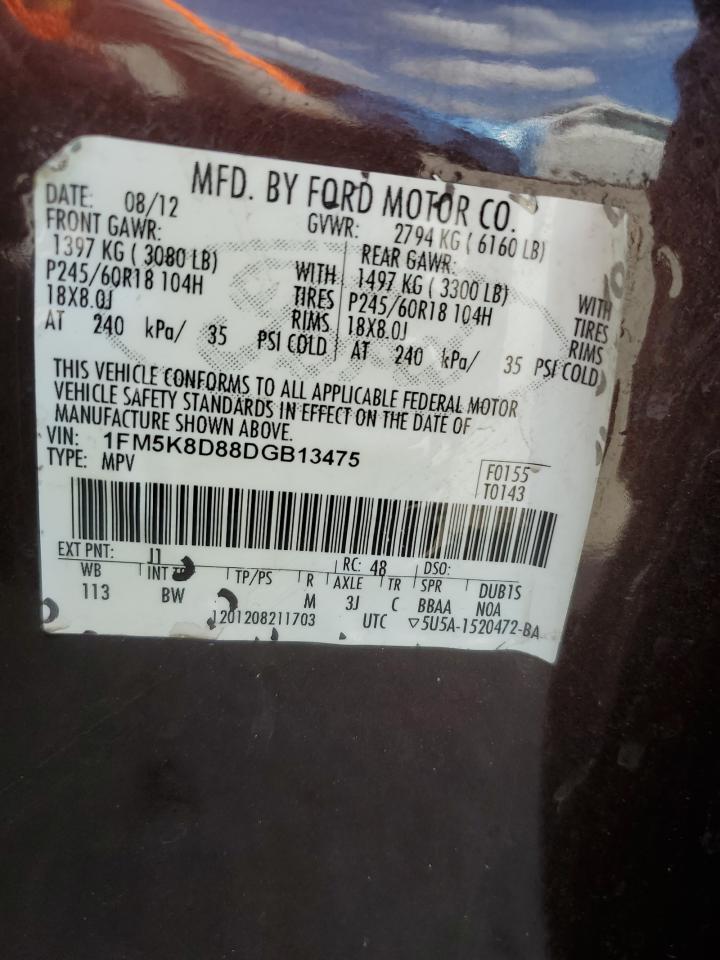 2013 Ford Explorer Xlt VIN: 1FM5K8D88DGB13475 Lot: 80141845