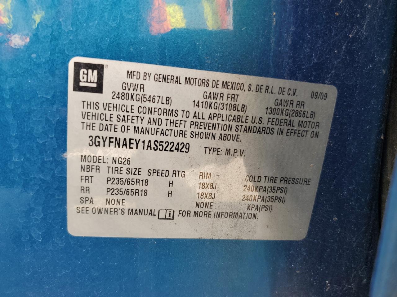 2010 Cadillac Srx Luxury Collection VIN: 3GYFNAEY1AS522429 Lot: 81329035