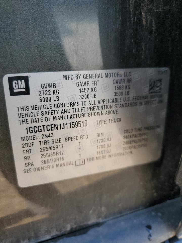 2018 Chevrolet Colorado Lt VIN: 1GCGTCEN1J1159519 Lot: 71510805