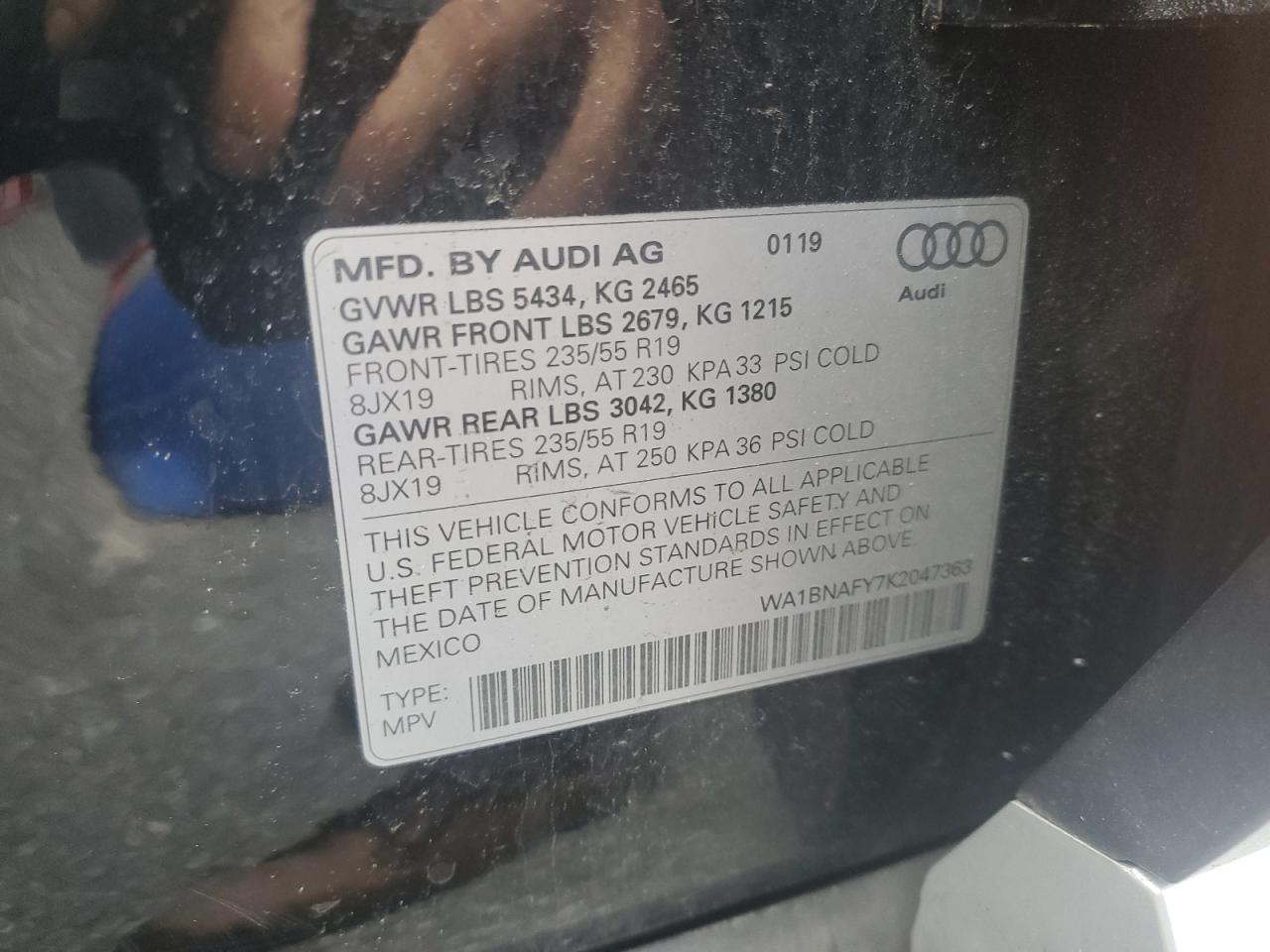 2019 Audi Q5 Premium Plus VIN: WA1BNAFY7K2047363 Lot: 71687155