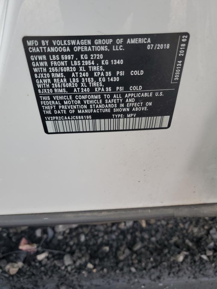 2018 Volkswagen Atlas Se VIN: 1V2PR2CA4JC588195 Lot: 81054765