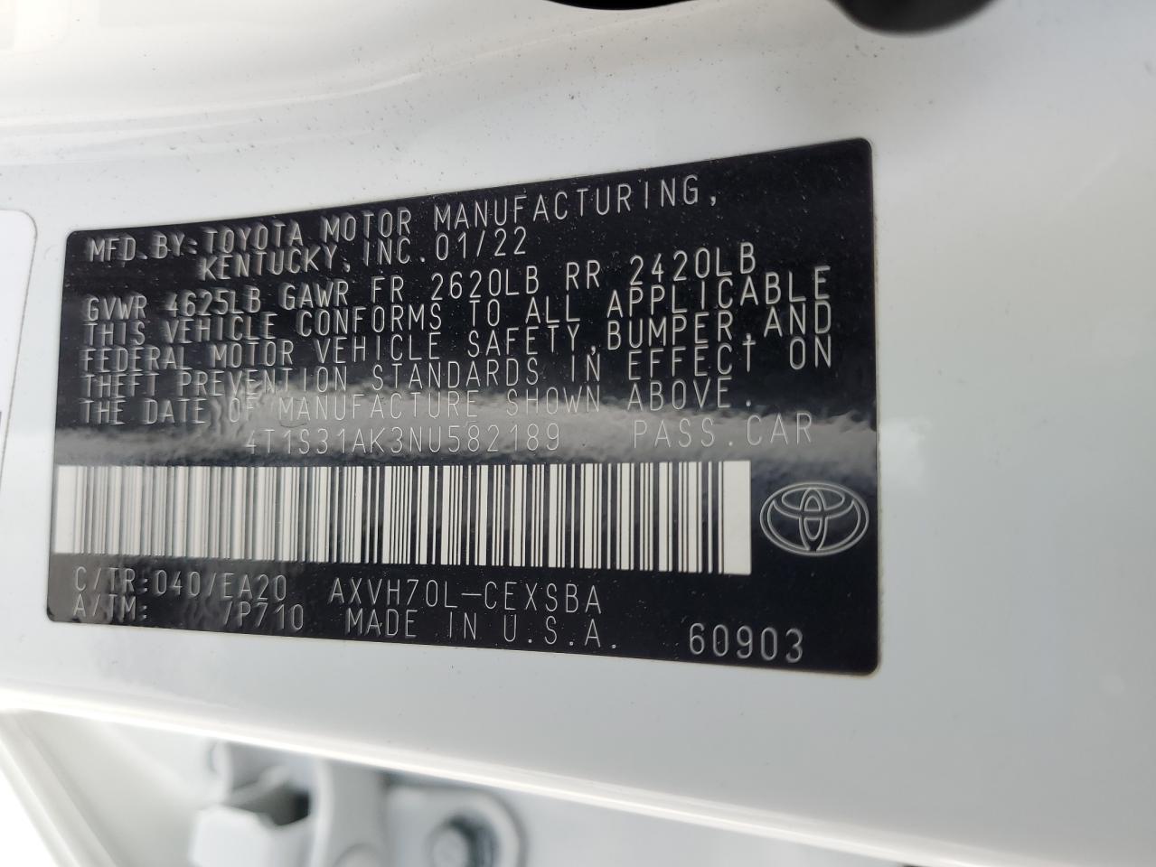 2022 Toyota Camry Night Shade VIN: 4T1S31AK3NU582189 Lot: 80406405