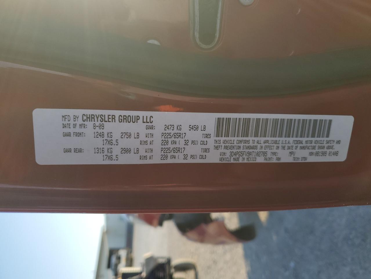 2010 Dodge Journey Sxt VIN: 3D4PG5FV9AT102785 Lot: 80517275