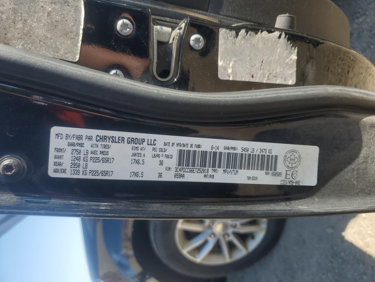 2014 Dodge Journey Sxt VIN: 3C4PDCCG6ET252018 Lot: 72049935