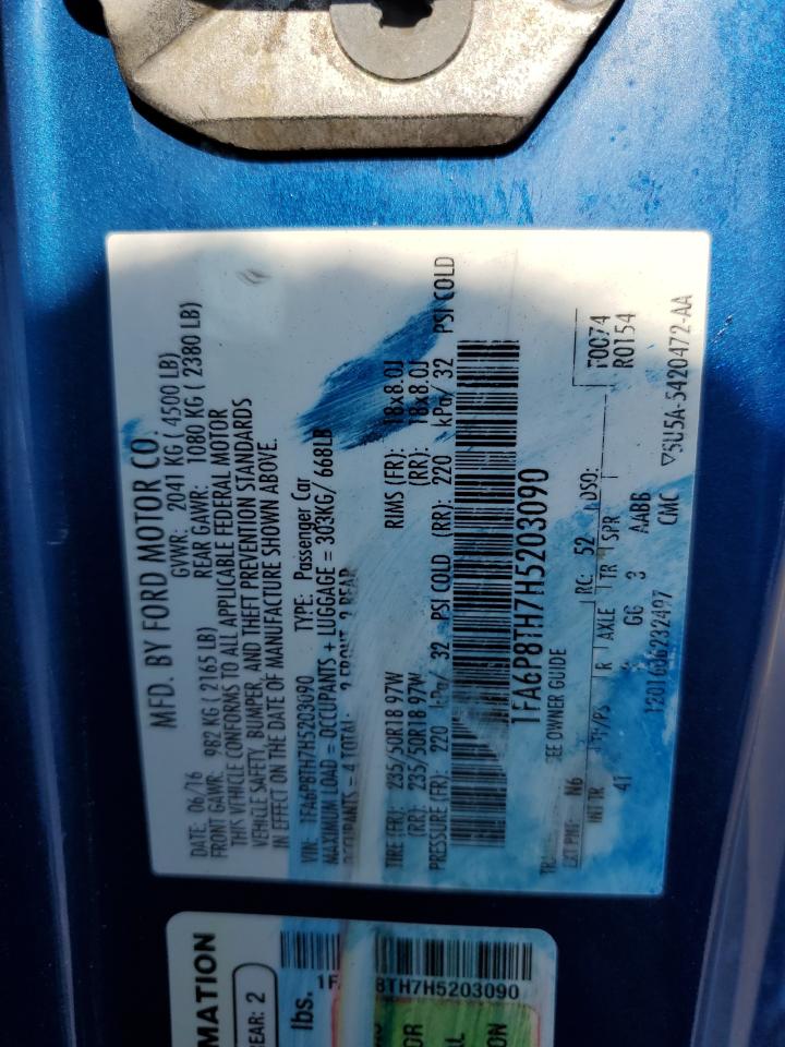 2017 Ford Mustang VIN: 1FA6P8TH7H5203090 Lot: 80534665