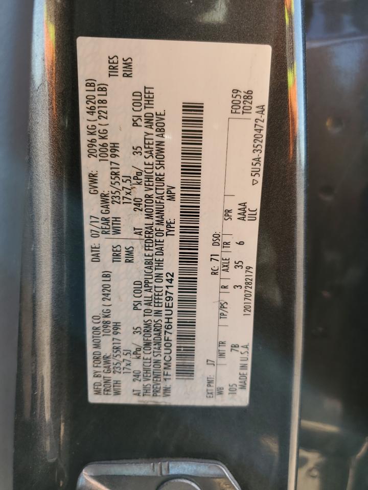 2017 Ford Escape S VIN: 1FMCU0F76HUE97142 Lot: 84249895