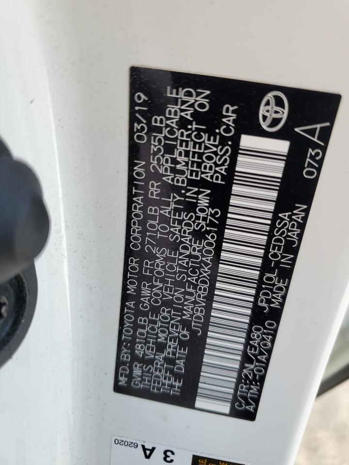 2019 Toyota Mirai VIN: JTDBVRBDXKA006173 Lot: 84037795