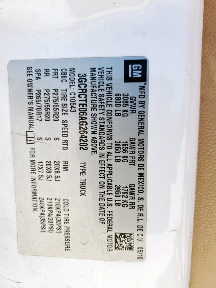 2010 Chevrolet Silverado C1500 Ltz VIN: 3GCRCTE06AG264202 Lot: 71691035