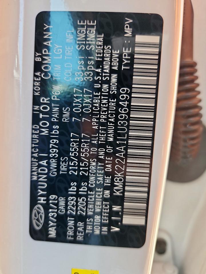 2020 Hyundai Kona Sel VIN: KM8K22AA1LU396499 Lot: 71426625