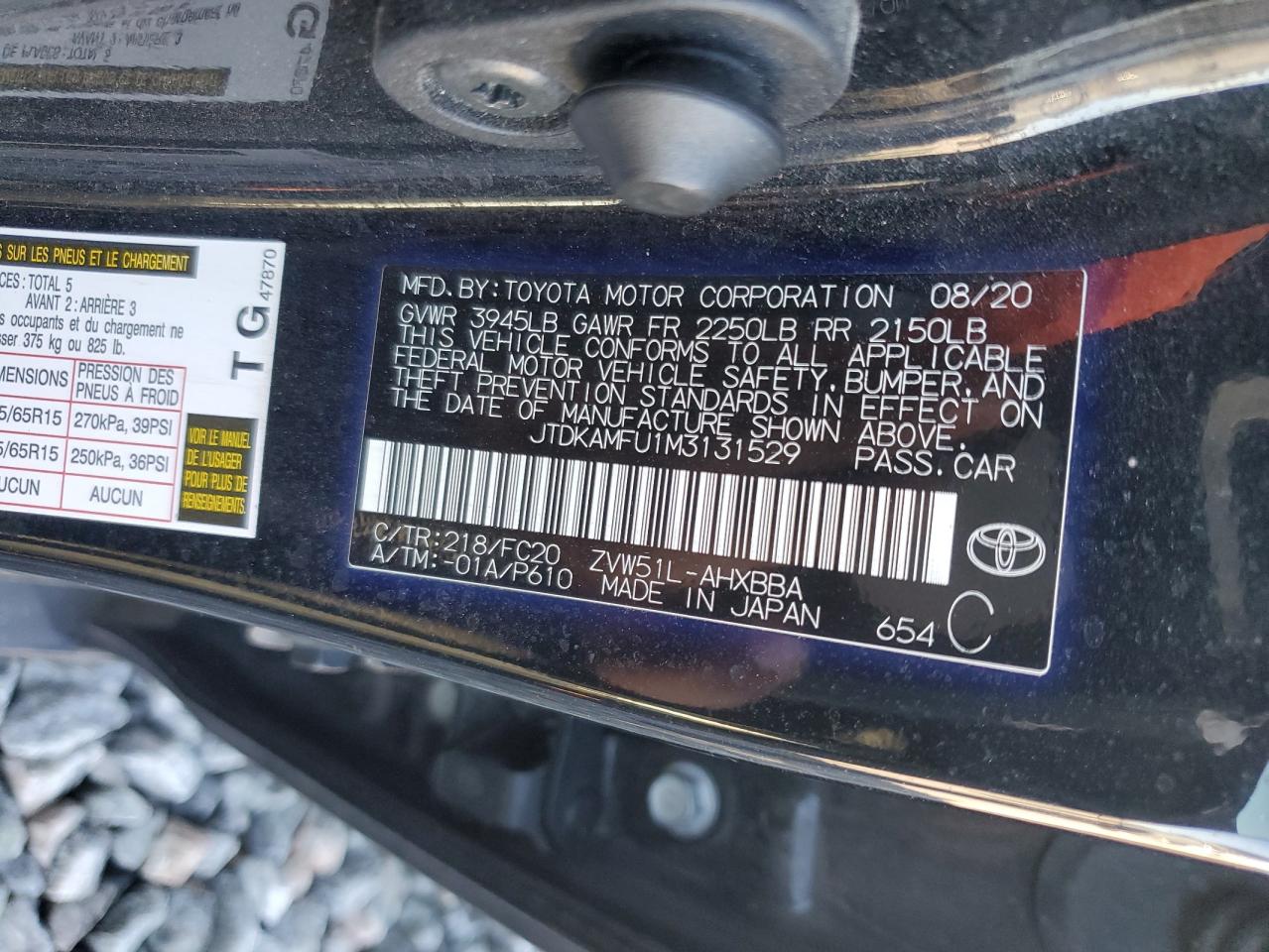 2021 Toyota Prius Special Edition VIN: JTDKAMFU1M3131529 Lot: 81102535