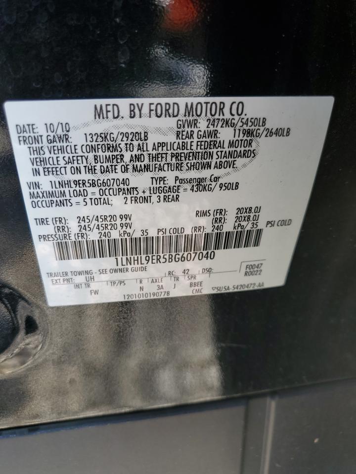 2011 Lincoln Mks VIN: 1LNHL9ER5BG607040 Lot: 83803405