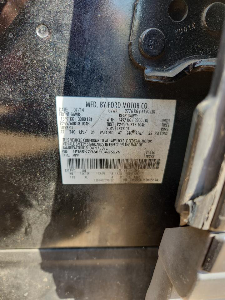 2015 Ford Explorer VIN: 1FM5K7B86FGA25279 Lot: 80335825