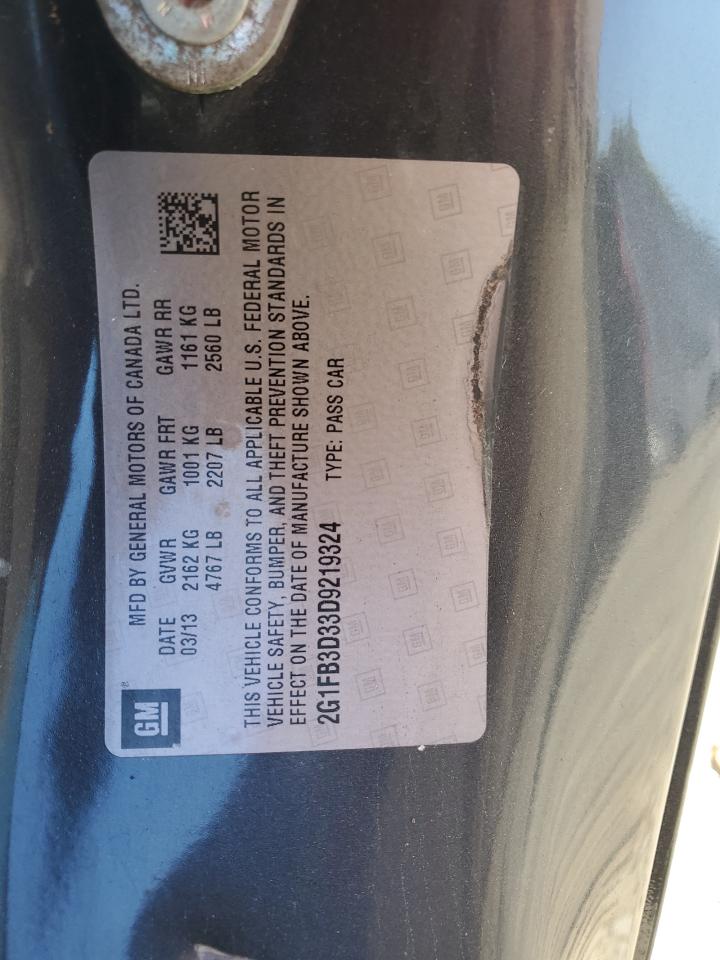 2013 Chevrolet Camaro Lt VIN: 2G1FB3D33D9219324 Lot: 71888325