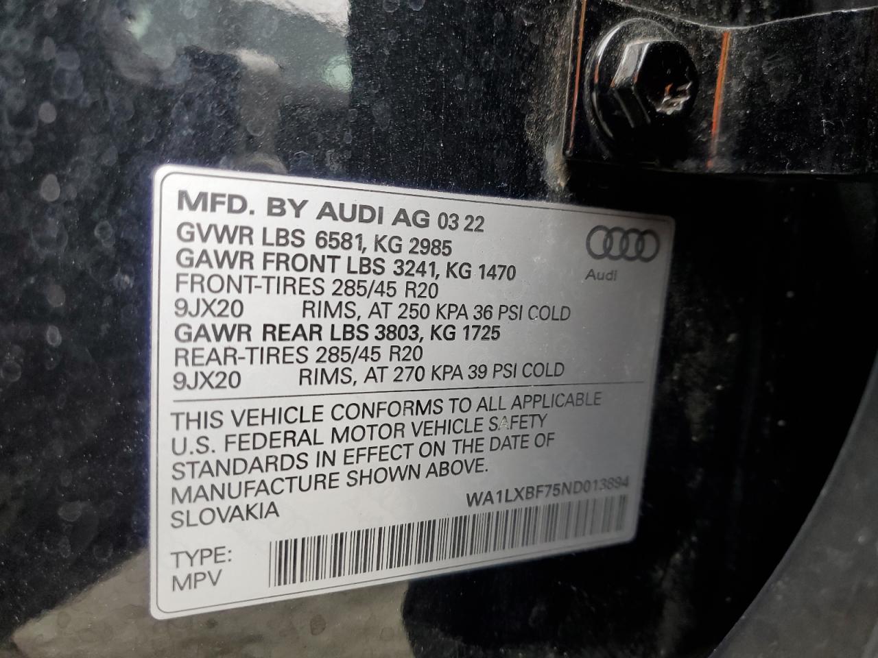 2022 Audi Q7 Premium Plus VIN: WA1LXBF75ND013894 Lot: 81803155
