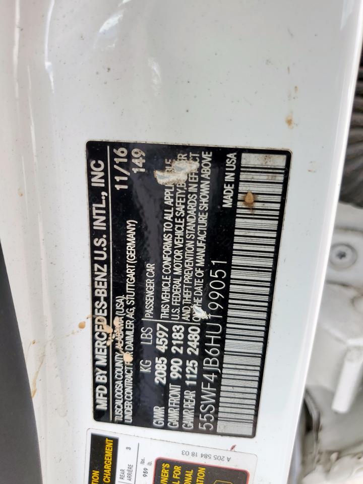 2017 Mercedes-Benz C 300 VIN: 55SWF4JB6HU199051 Lot: 81469785