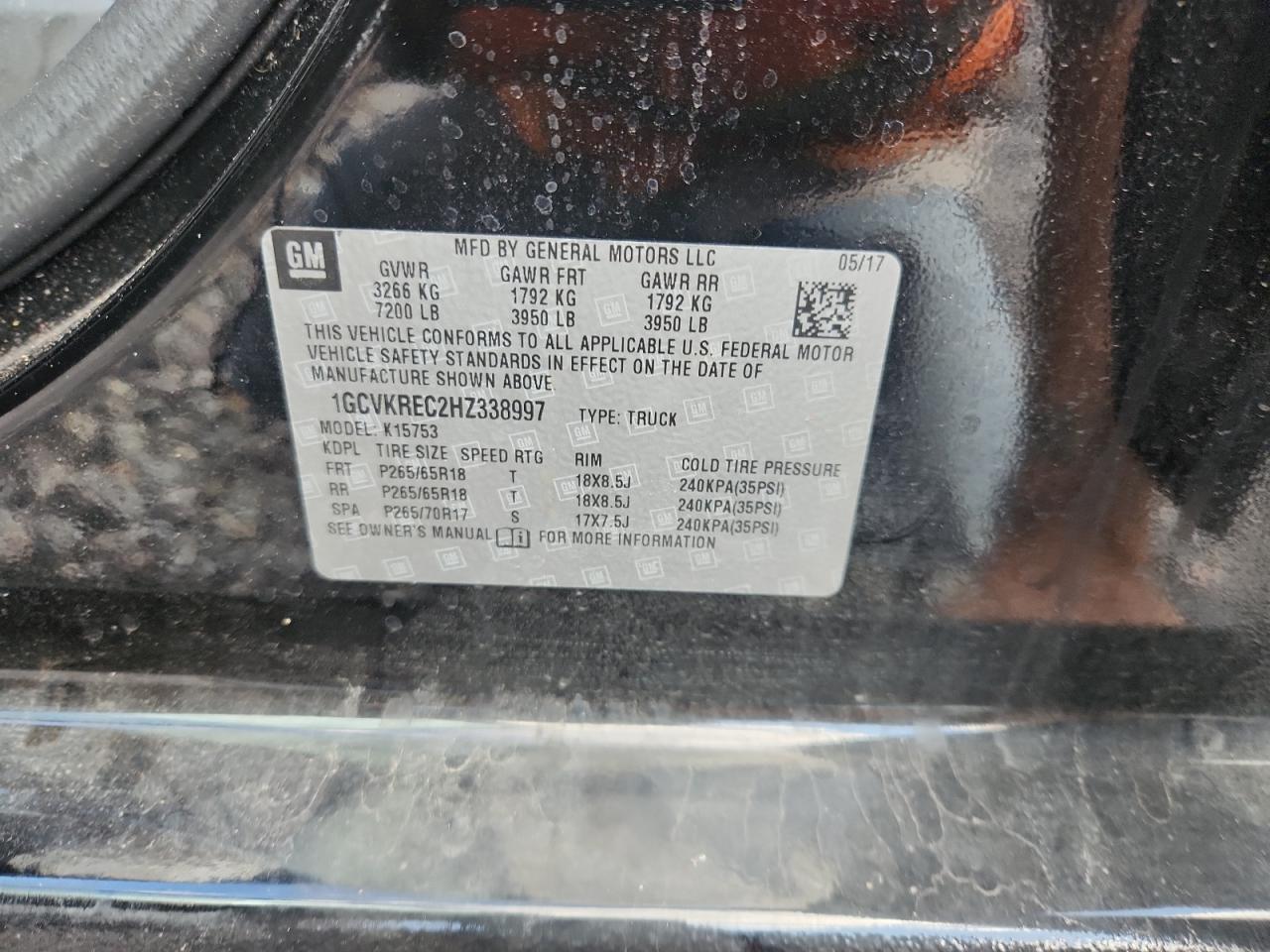 2017 Chevrolet Silverado K1500 Lt VIN: 1GCVKREC2HZ338997 Lot: 84247745