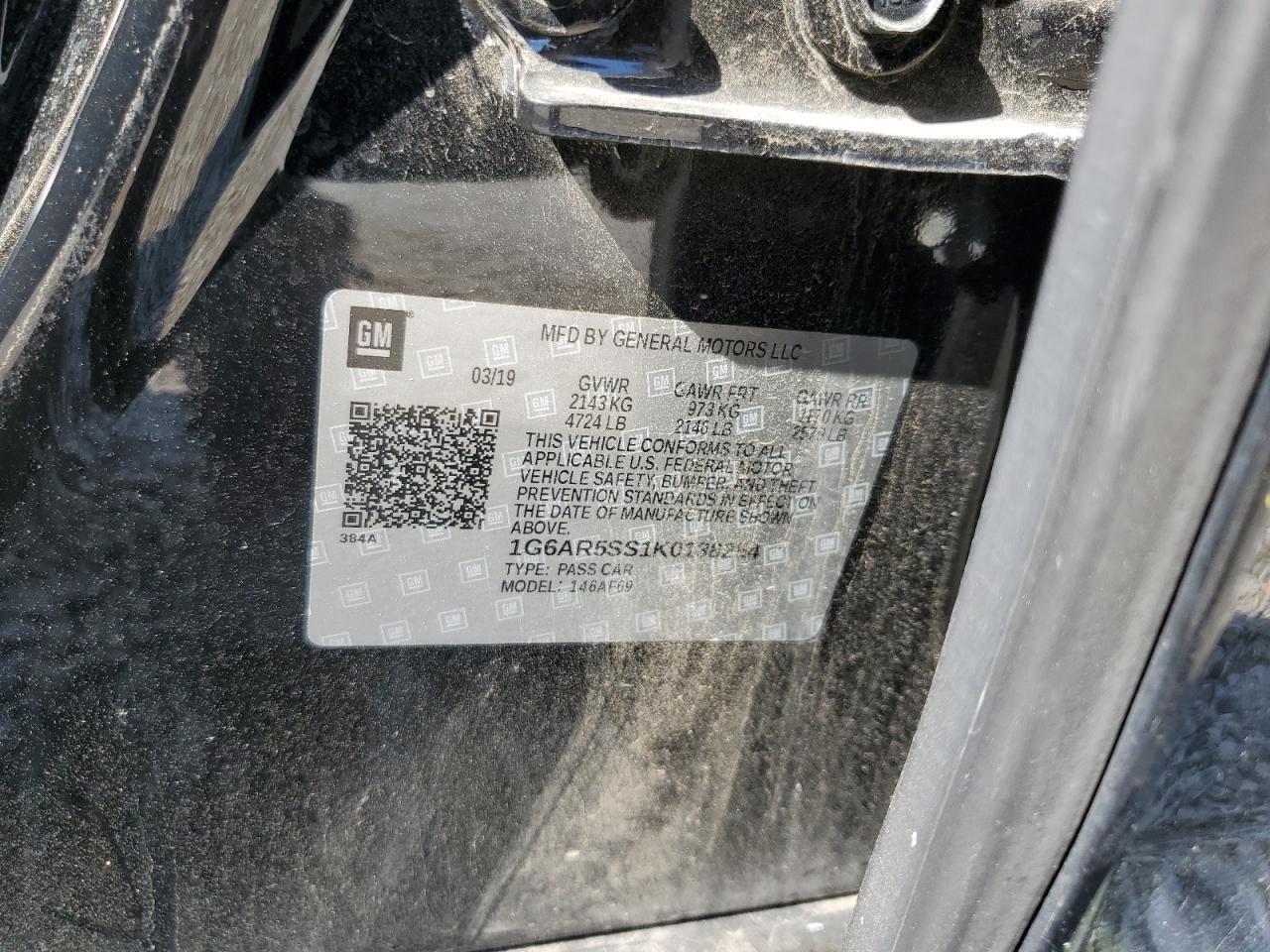 2019 Cadillac Cts Luxury VIN: 1G6AR5SS1K0138254 Lot: 70713815