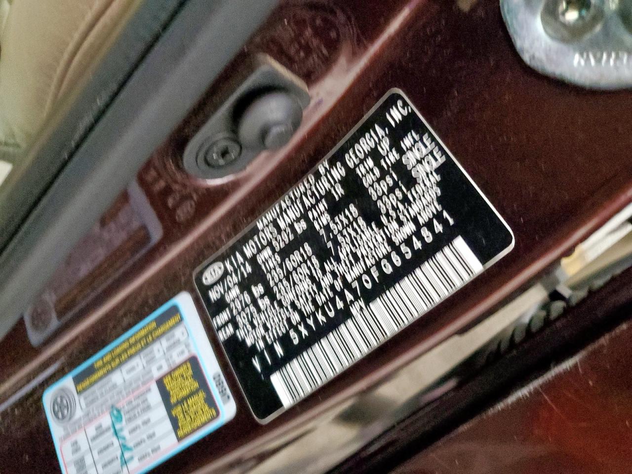 2015 Kia Sorento Ex VIN: 5XYKU4A70FG654841 Lot: 82065125