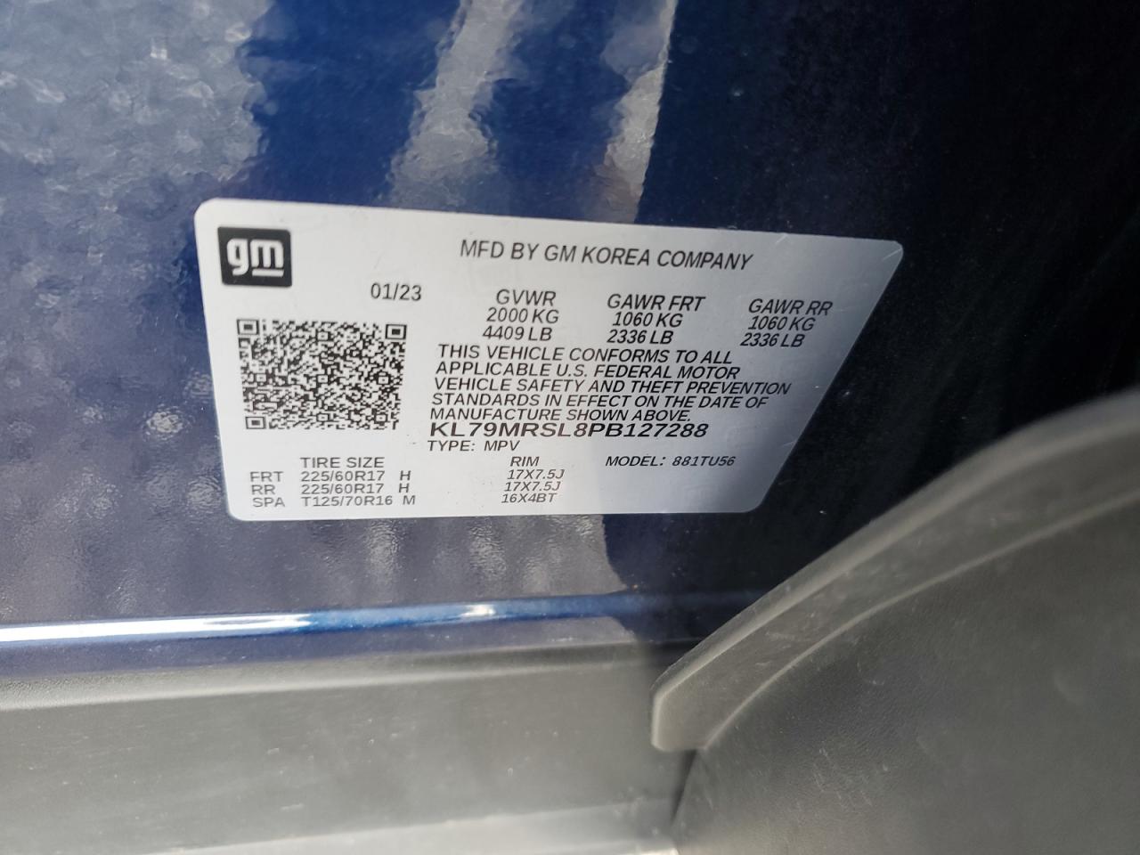 2023 Chevrolet Trailblazer Lt VIN: KL79MRSL8PB127288 Lot: 81742405