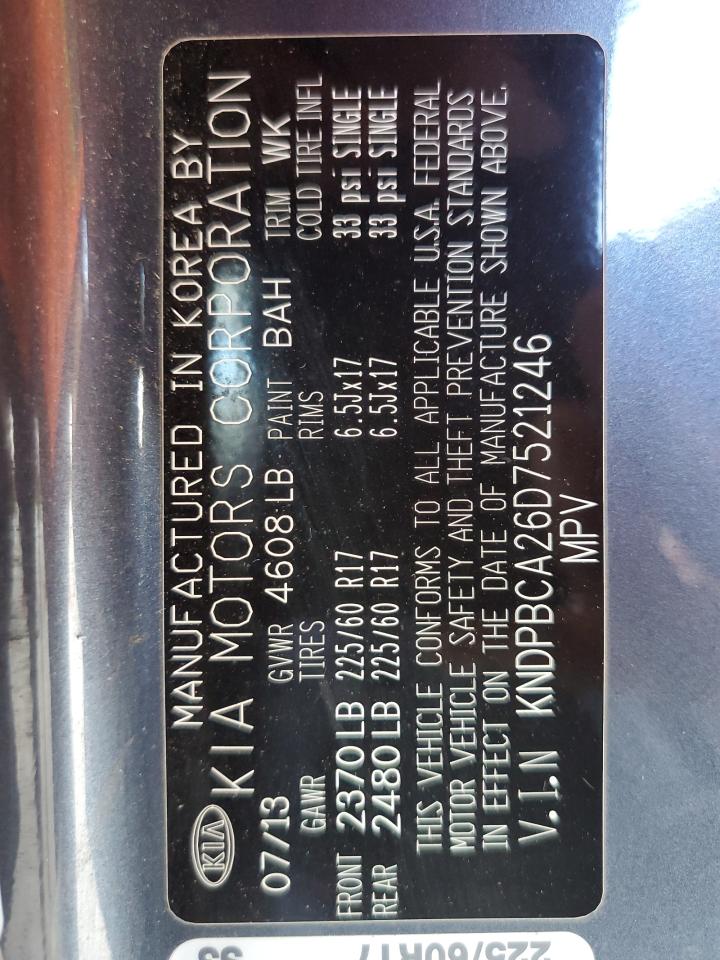 2013 Kia Sportage Lx VIN: KNDPBCA26D7521246 Lot: 70279505