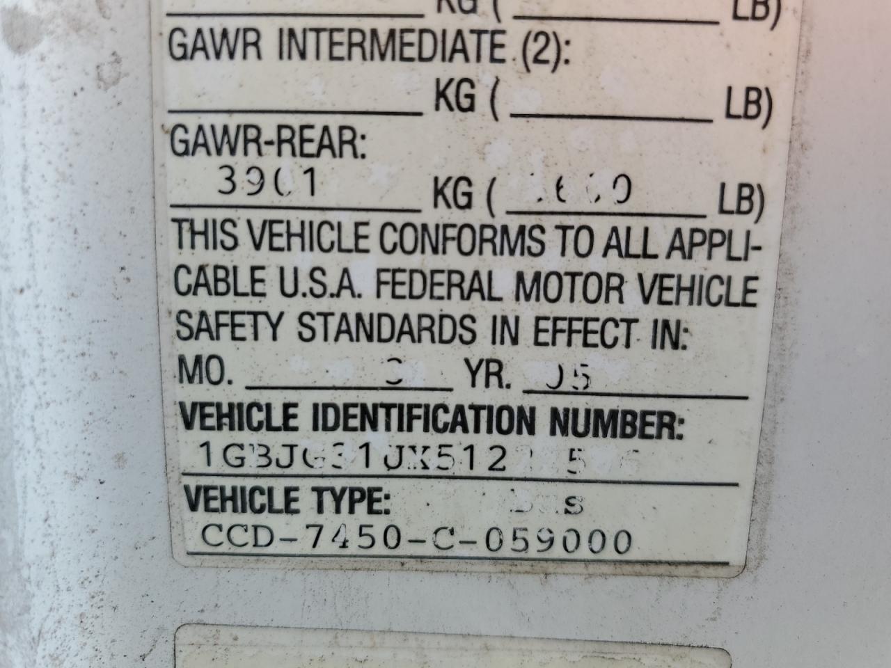 2005 Chevrolet Express G3500 VIN: 1GBJG31UX51222506 Lot: 81445285