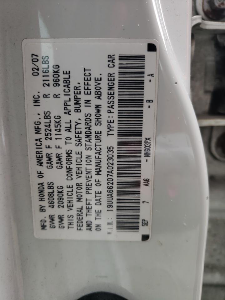 2007 Acura Tl VIN: 19UUA66207A023035 Lot: 71982805
