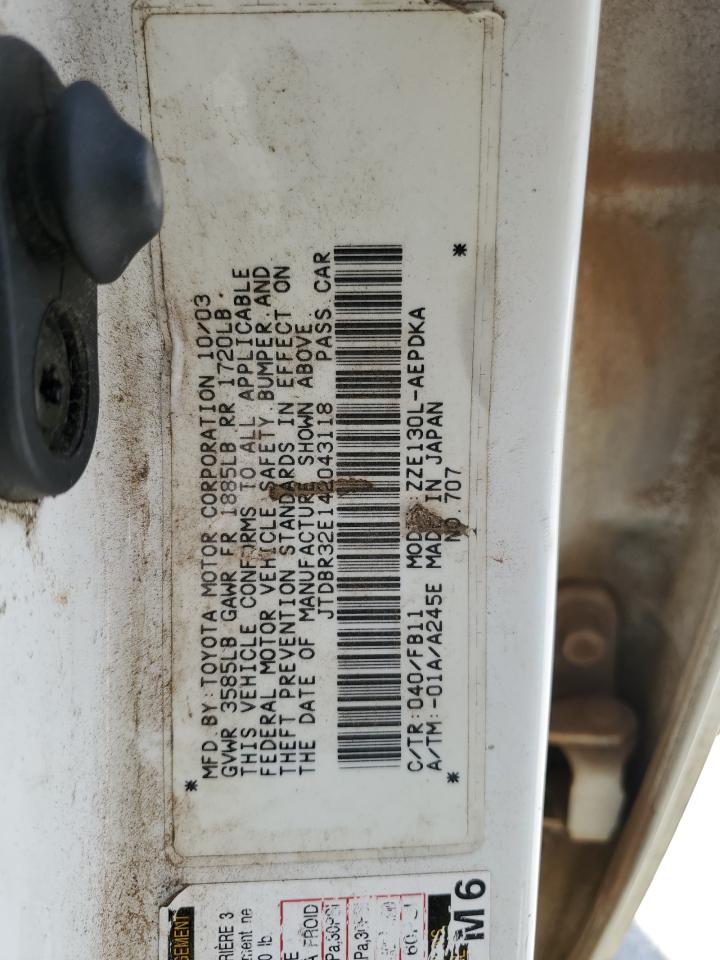 2004 Toyota Corolla Ce VIN: JTDBR32E142043118 Lot: 82124485