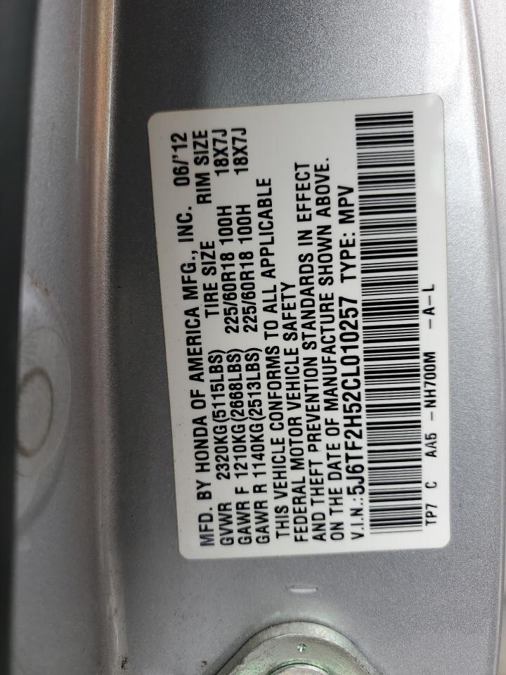 2012 Honda Crosstour Exl VIN: 5J6TF2H52CL010257 Lot: 71827555