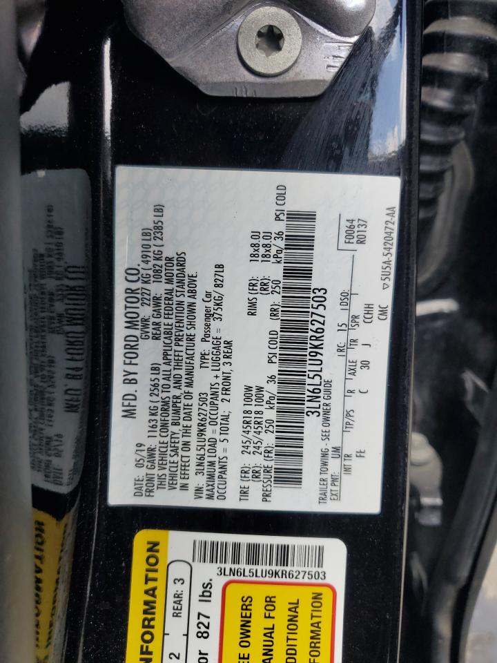 2019 Lincoln Mkz Reserve I VIN: 3LN6L5LU9KR627503 Lot: 71691075