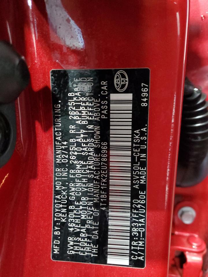 2014 Toyota Camry L VIN: 4T1BF1FK2EU786966 Lot: 84019615