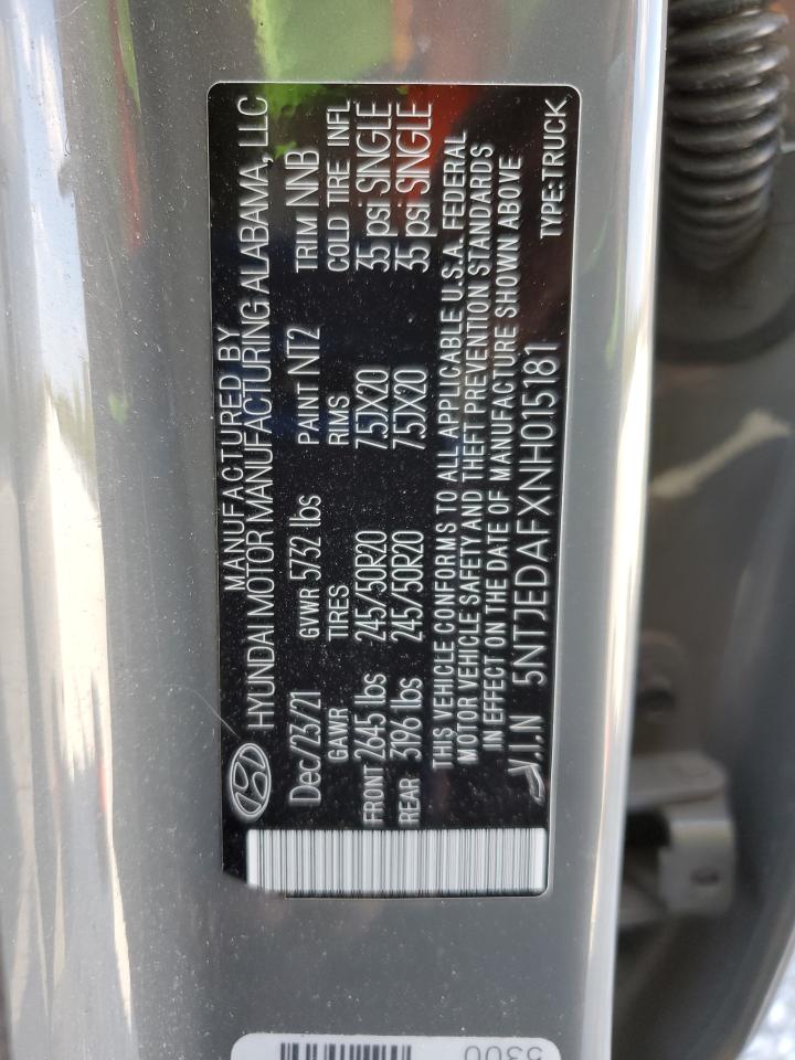 2022 Hyundai Santa Cruz Limited VIN: 5NTJEDAFXNH015181 Lot: 80741535