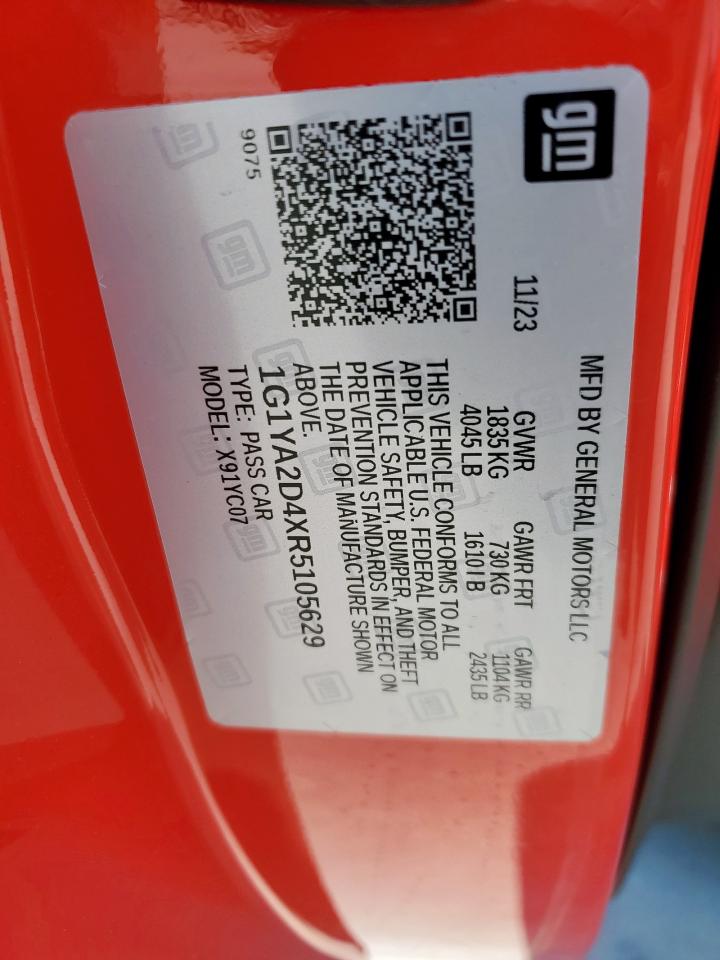 2024 Chevrolet Corvette Stingray 1Lt VIN: 1G1YA2D4XR5105629 Lot: 70210375