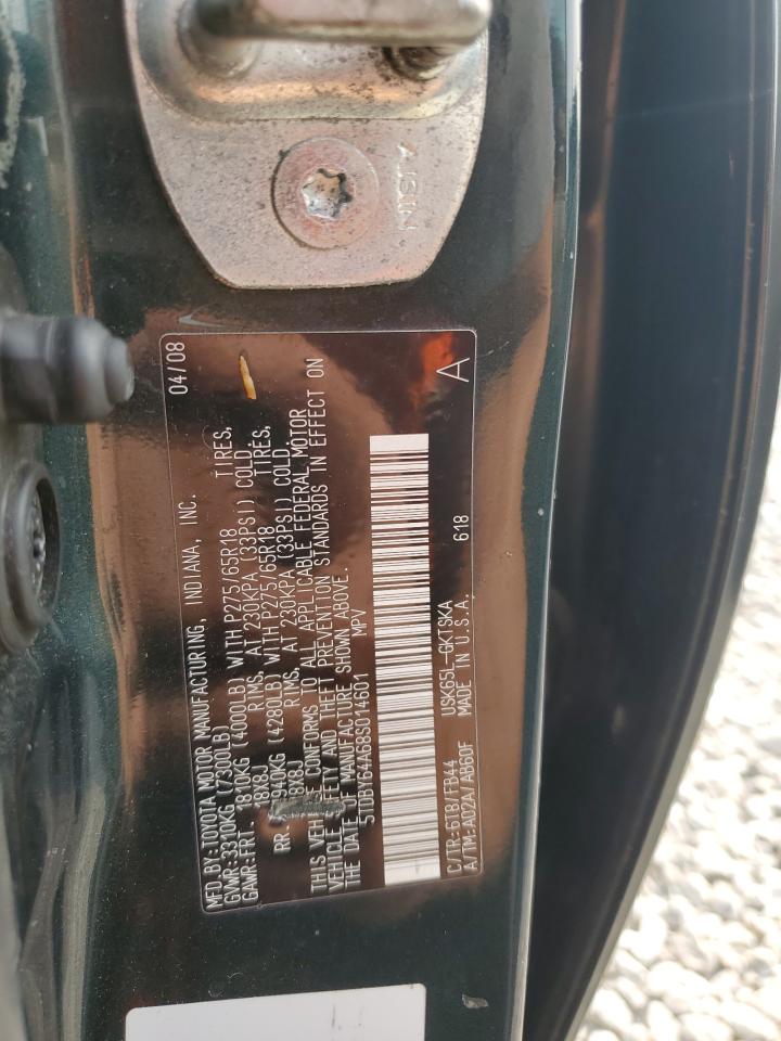 2008 Toyota Sequoia Sr5 VIN: 5TDBY64A68S014601 Lot: 71985595